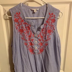 Flower printed and striped tank top